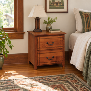 Amish Madison Kid's 2-Drawer Nightstand shown in the bedroom of a craftsman bungalow home