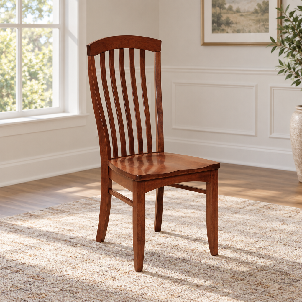 Amish Malibu Dining Chair shown in the dining room of a transitional home