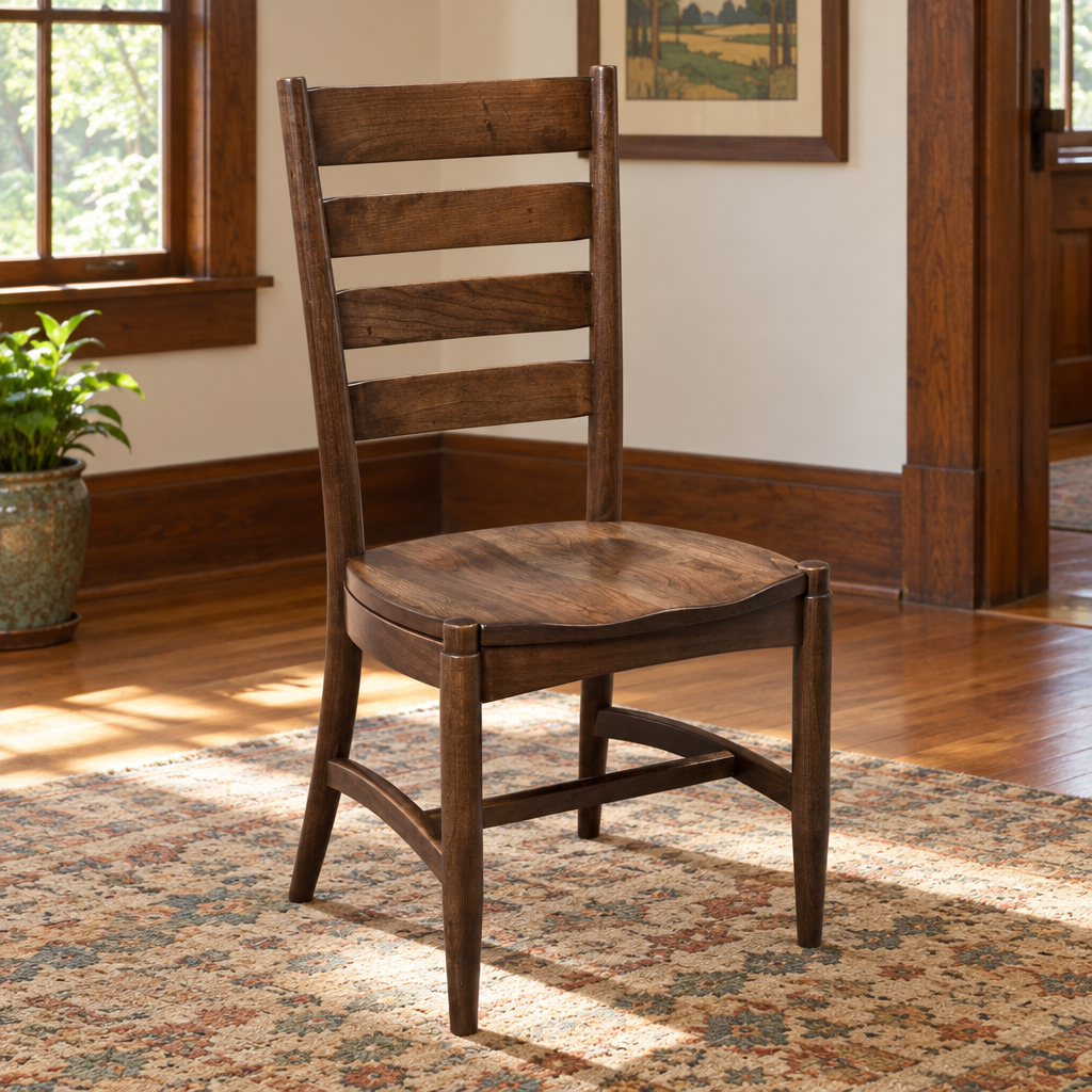 Amish Stegel Modern Ladder Back Dining Chair shown in the dining room of a craftsman bungalow home