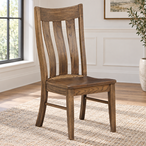 Amish Rustic Pierre Dining Chair shown in the dining room of a transitional home