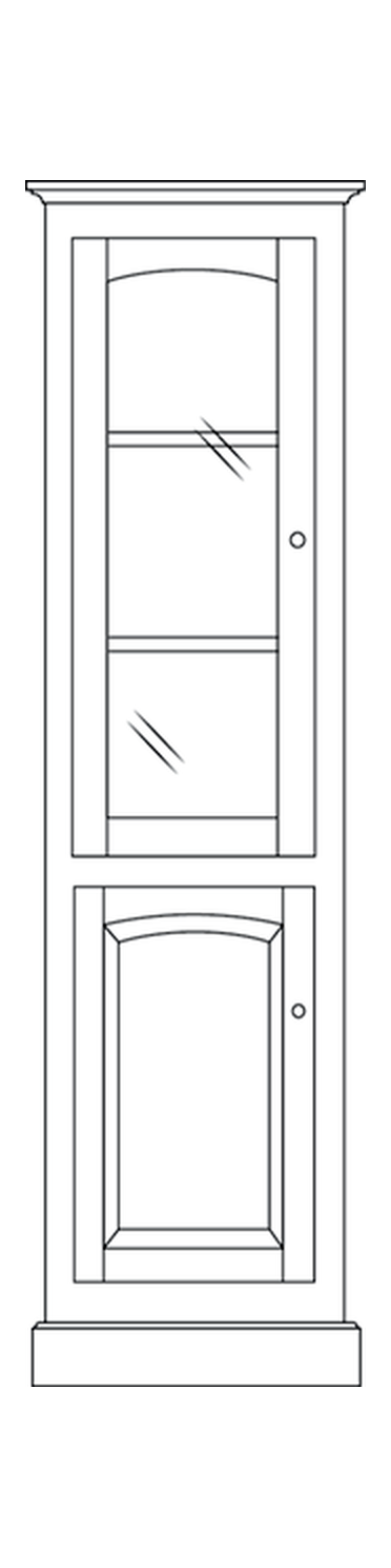 Amish 26" Side Tower with 2 Doors - Shaker, Mission or Manchester - line drawing