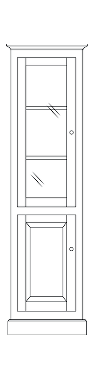 Amish 26" Side Tower with 2 Doors - Shaker, Mission or Manchester - line drawing