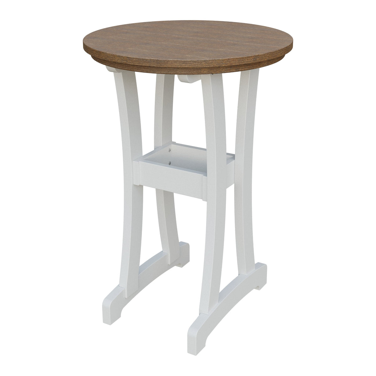 Amish Legacy 30" Round Outdoor Bar Table in Antique Mahogany & White
