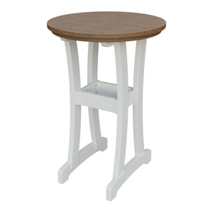 Amish Legacy 30" Round Outdoor Bar Table in Antique Mahogany & White