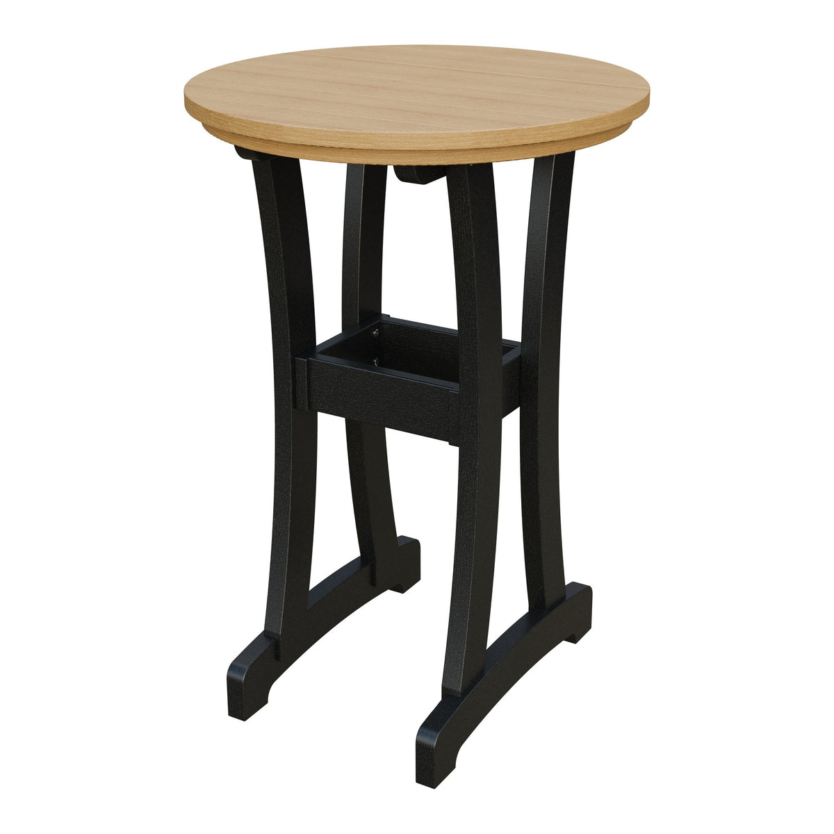Amish Legacy 30" Round Outdoor Bar Table in Natural Teak & Black