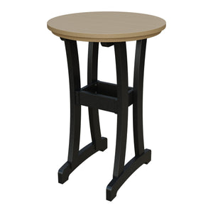 Amish Legacy 30" Round Outdoor Bar Table in Weathered Wood & Black