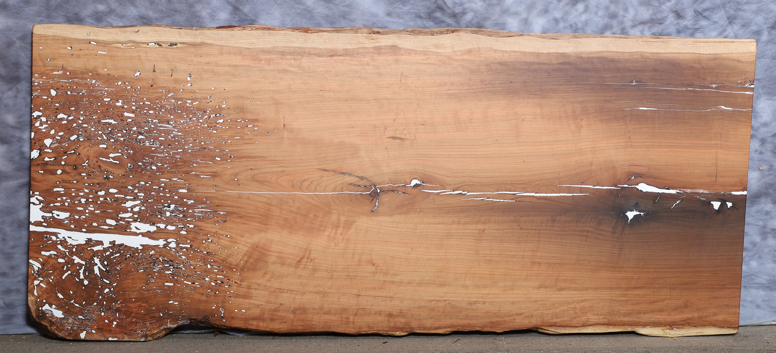 Book-matched cherry live edge dining table slab 72 inches long