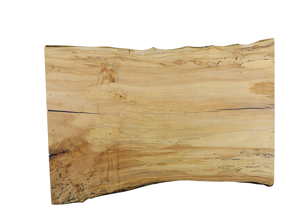 Single maple live edge dining table slab 70 inches long with light natural grain