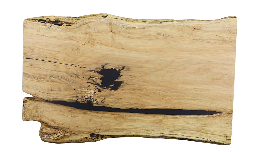 Single maple live edge dining table slab 68 inches long with light creamy grain