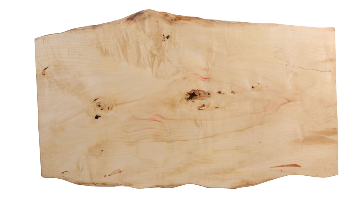Box elder live edge dining table slab 72 inches long with red flame streaks