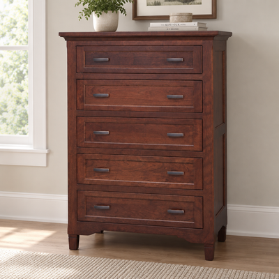 Amish Lexington Chest of Drawers shown in the bedroom of a transitional home