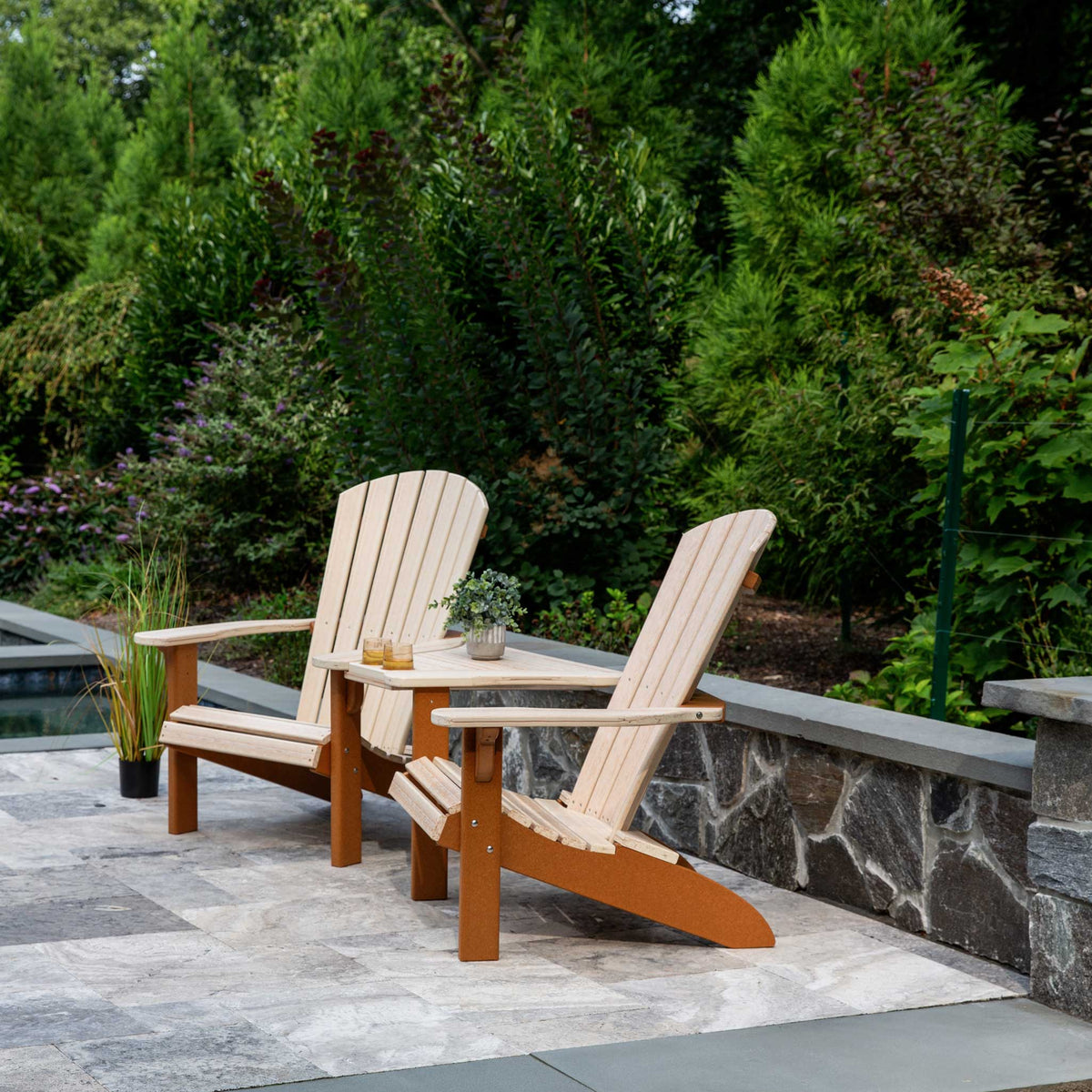 Amish Adirondack Fanback Poly Patio Settee for 2