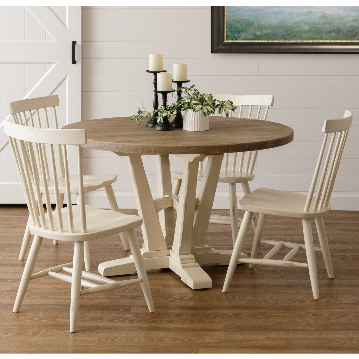 Mesa de comedor Amish Coventry redonda con pedestal individual