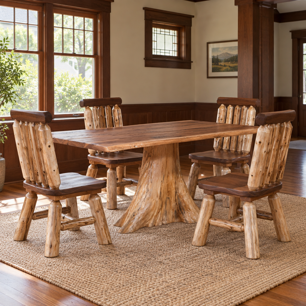 Amish Timberline Live Edge Dining Table shown in the dining room of a craftsman bungalow home