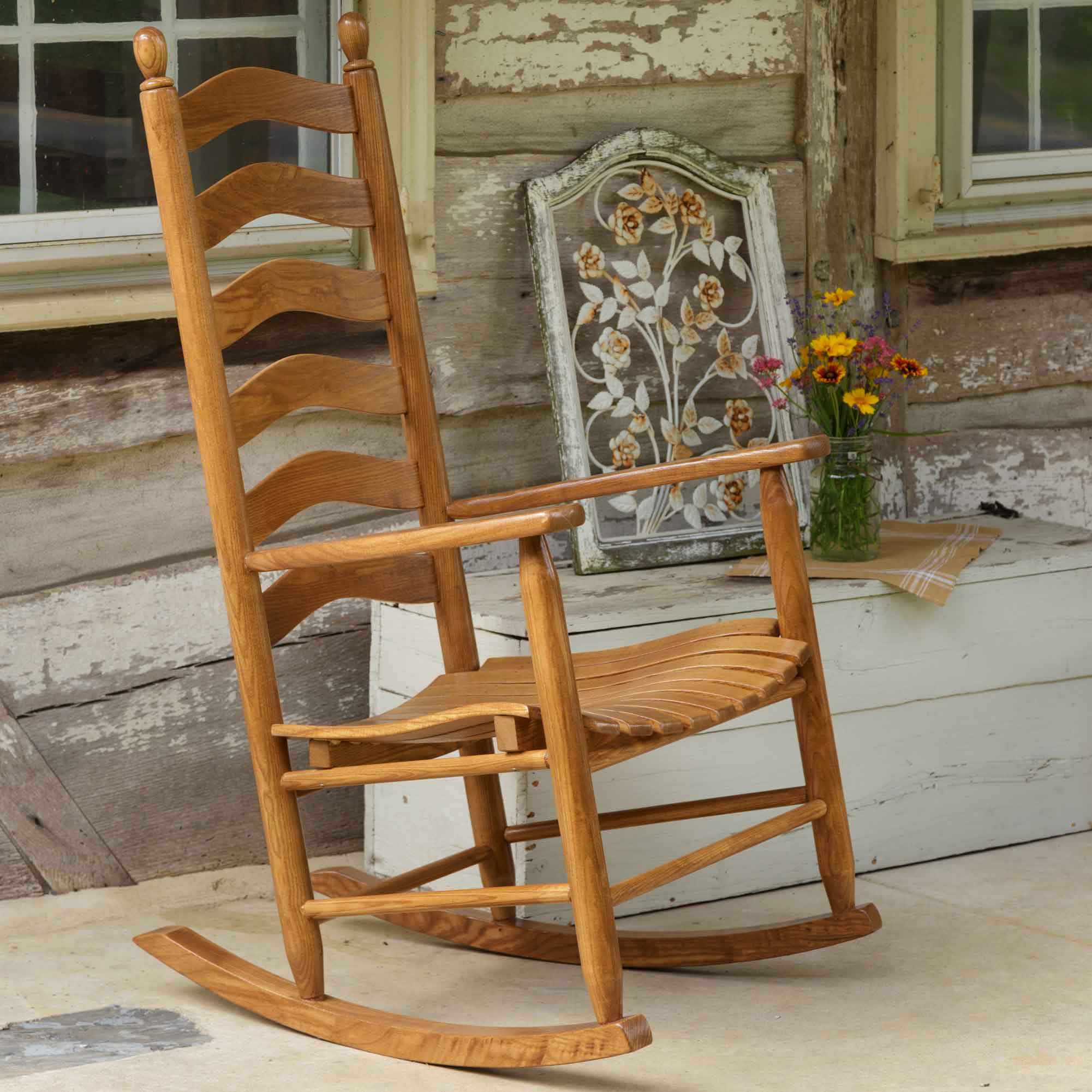 Wooden Ladderback Outdoor Amish Rocking Chair - Main Image