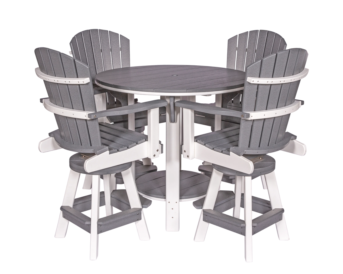 Amish Poly 42" Round Swivel Adirondack Bar Height Patio Table & Chair Set for 4 - Quick Ship