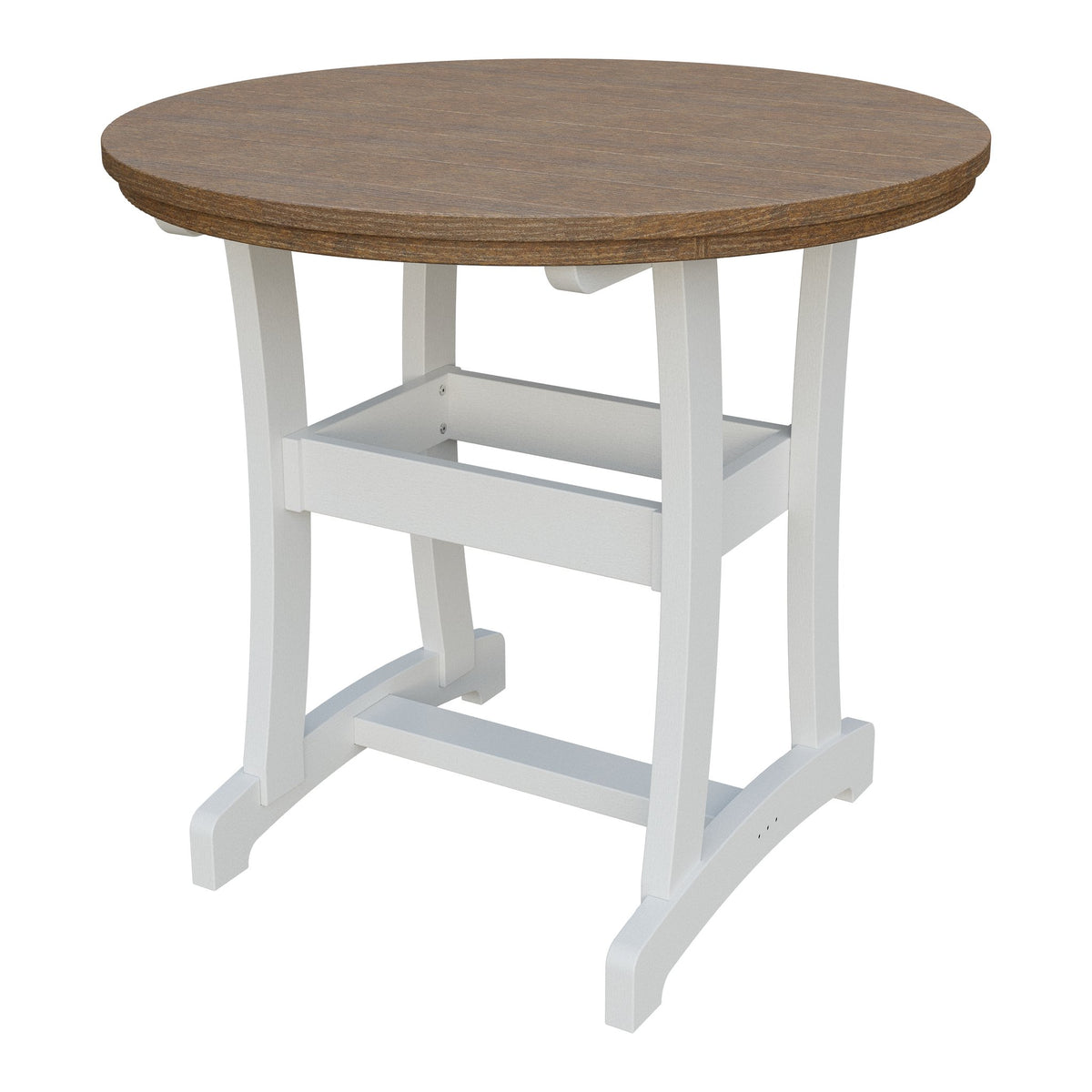 Amish Legacy 42" Round Outdoor Counter Table in Antique Mahogany & White