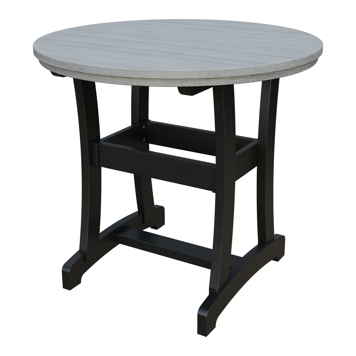 Amish Legacy 42" Round Outdoor Counter Table in Driftwood Gray & Black