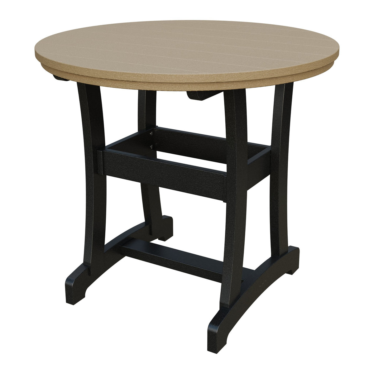 Amish Legacy 42" Round Outdoor Counter Table in Weathered Wood & Black