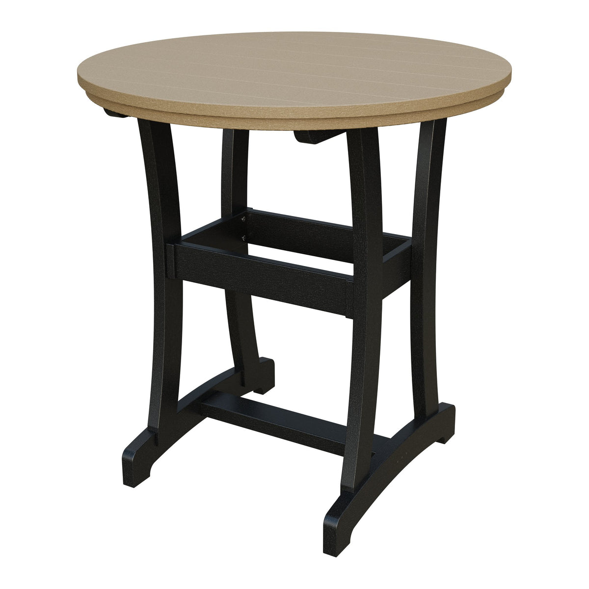 Amish Legacy 42" Round Outdoor Bar Table in Weathered Wood & Black