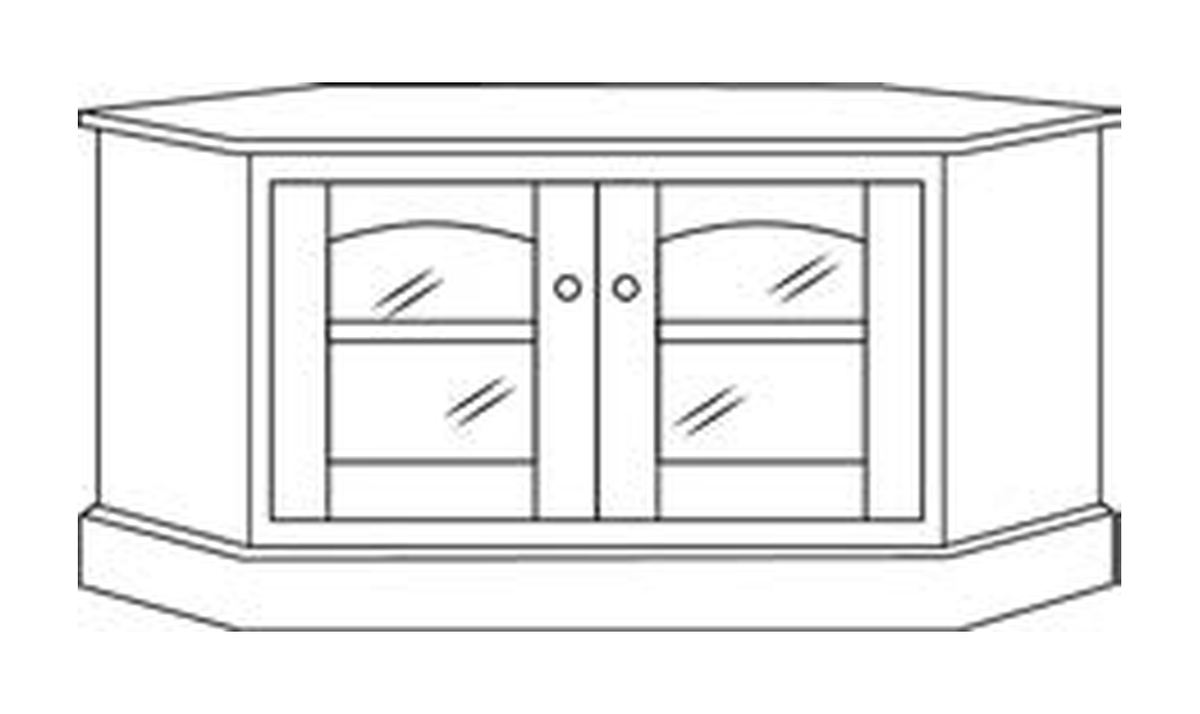 Amish 32" Corner TV Stand - Shaker, Mission or Manchester - line drawing