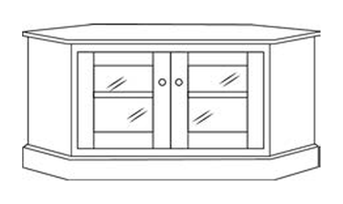 Amish 32" Corner TV Stand - Shaker, Mission or Manchester - line drawing
