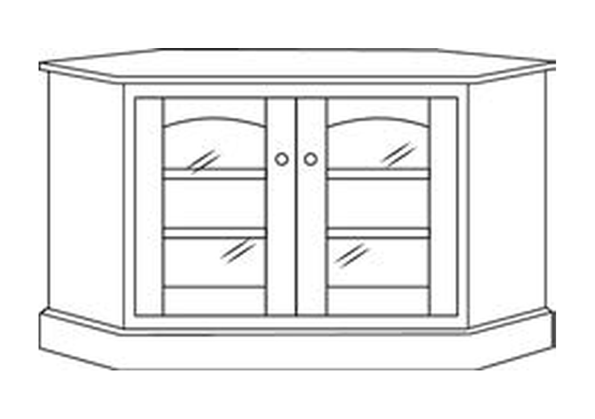 Amish 32" Corner TV Stand - Shaker, Mission or Manchester - line drawing