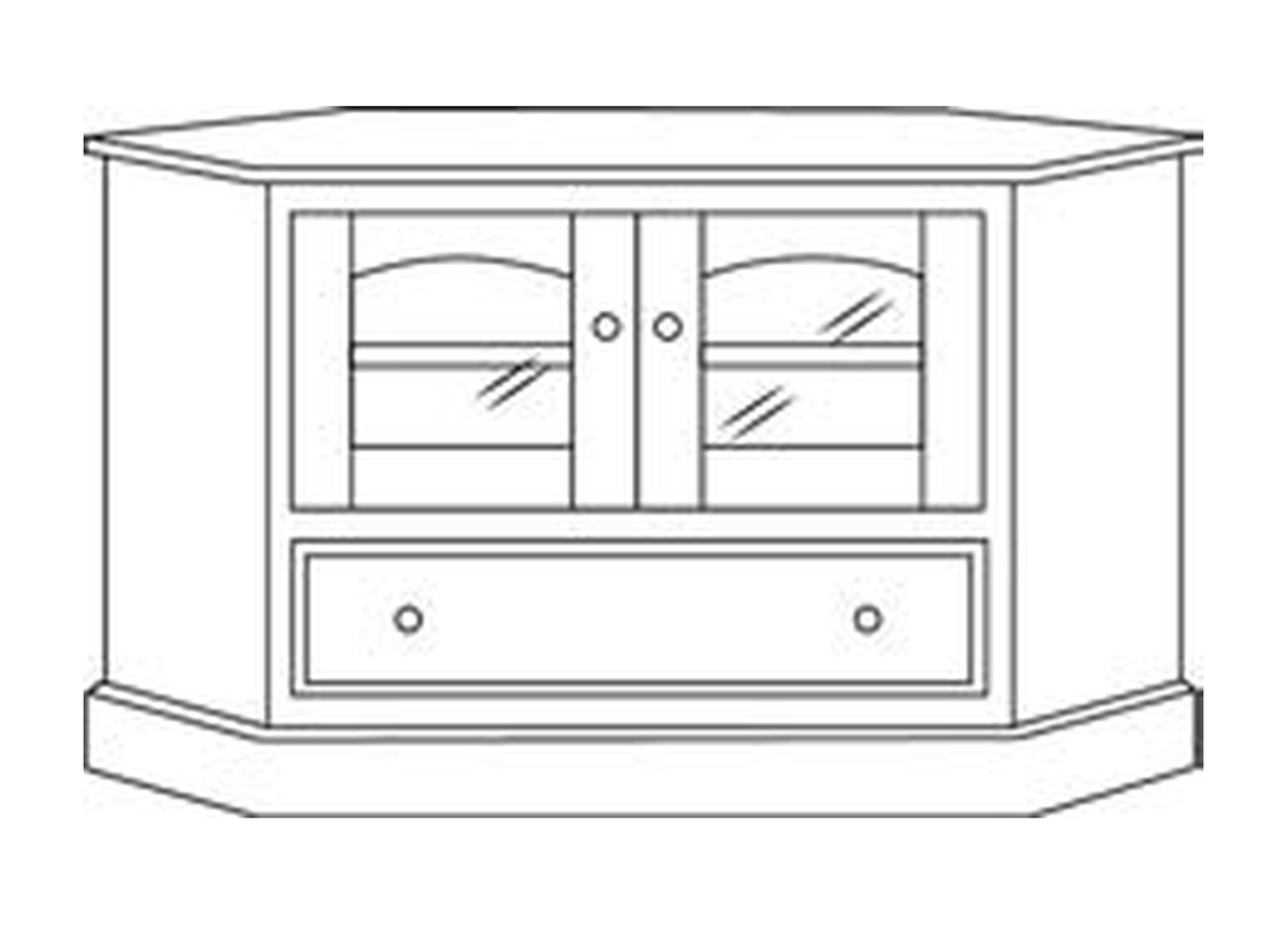Amish 32" Corner TV Stand - Shaker, Mission or Manchester - line drawing