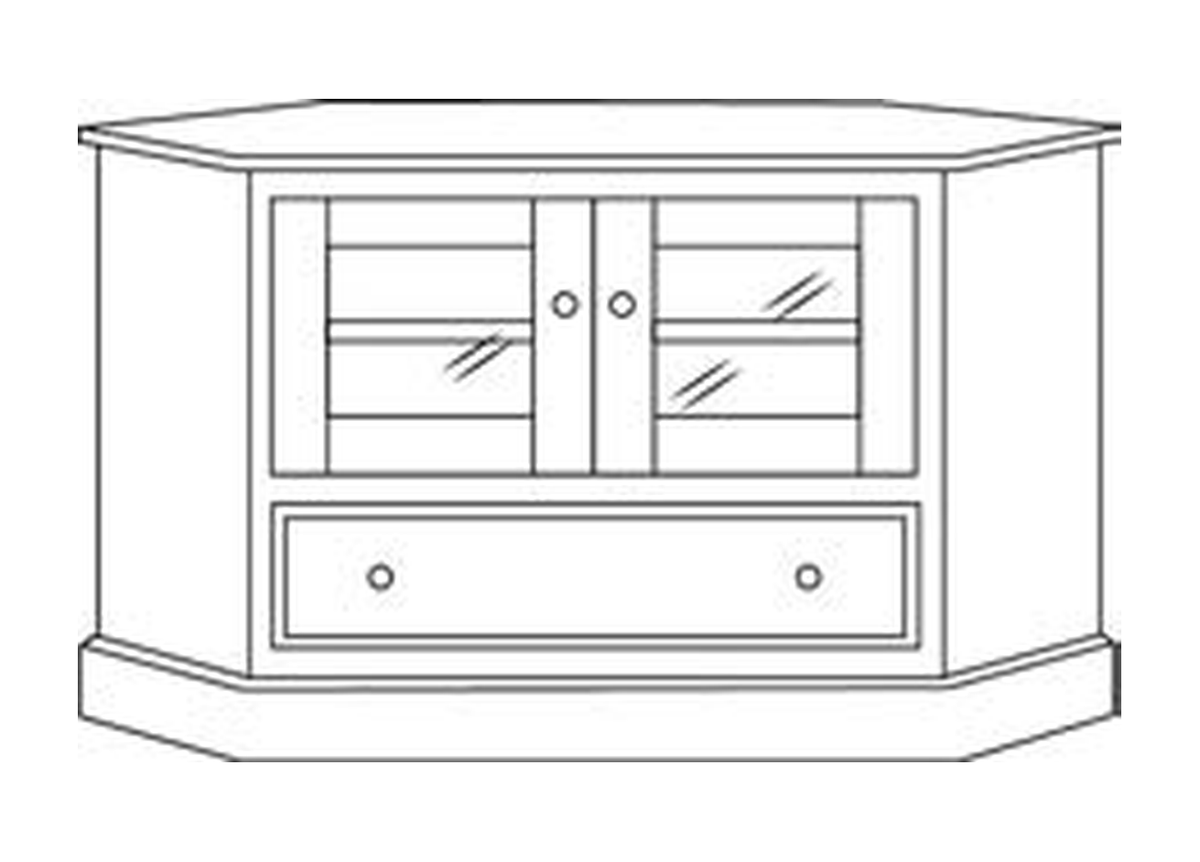 Amish 32" Corner TV Stand - Shaker, Mission or Manchester - line drawing