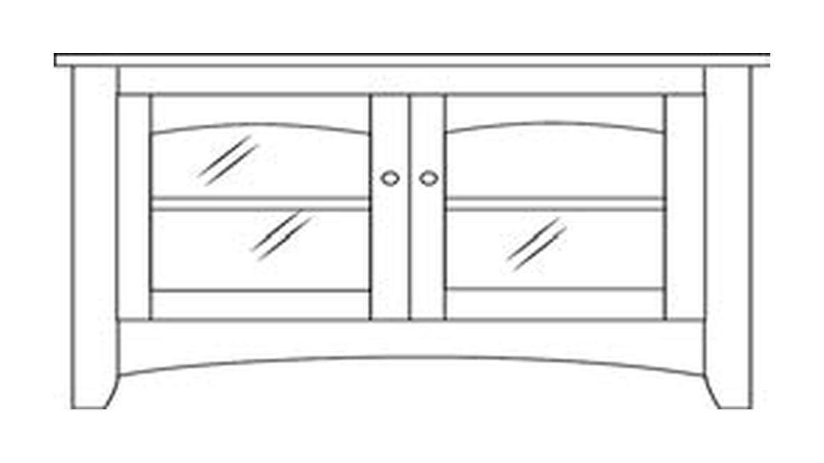 Amish 46" 2-Door TV Stand - Shaker, Mission or Manchester - line drawing