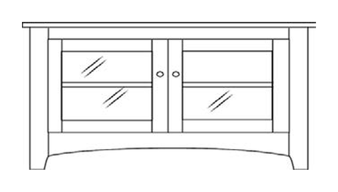 Amish 46" 2-Door TV Stand - Shaker, Mission or Manchester - line drawing
