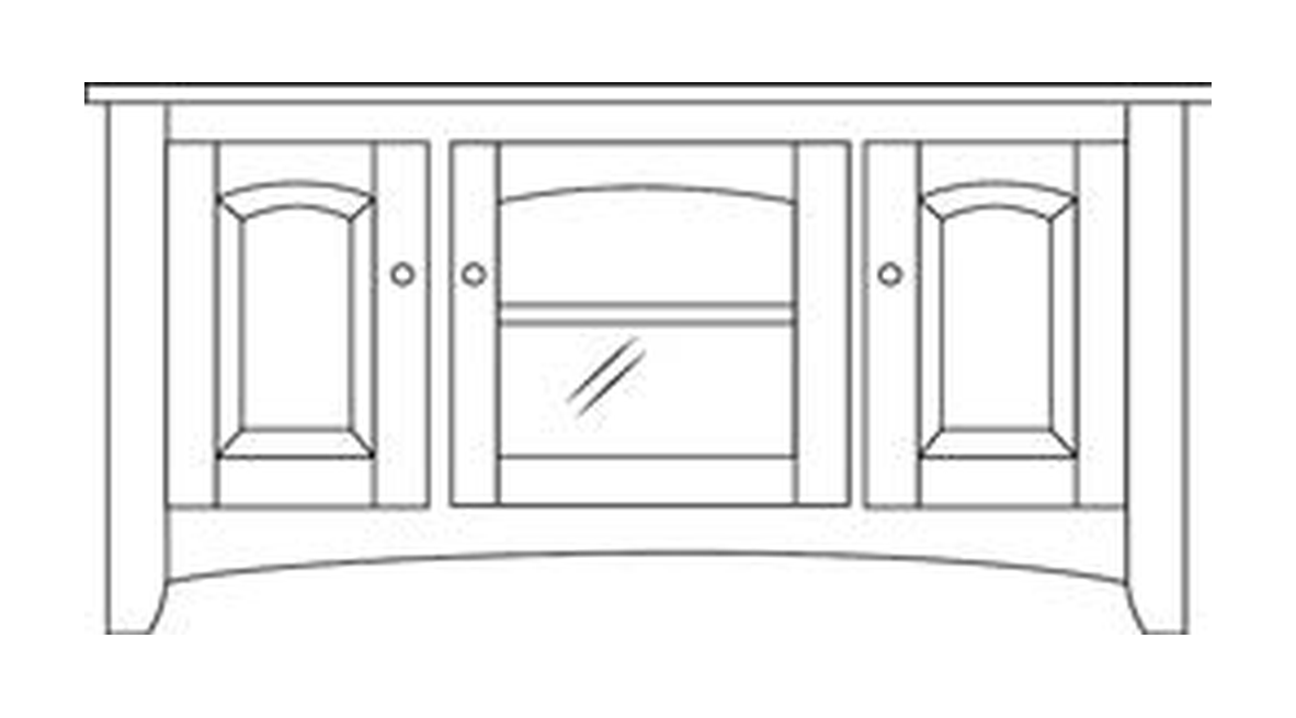 Amish 46" 3-Door TV Stand - Shaker, Mission or Manchester - line drawing