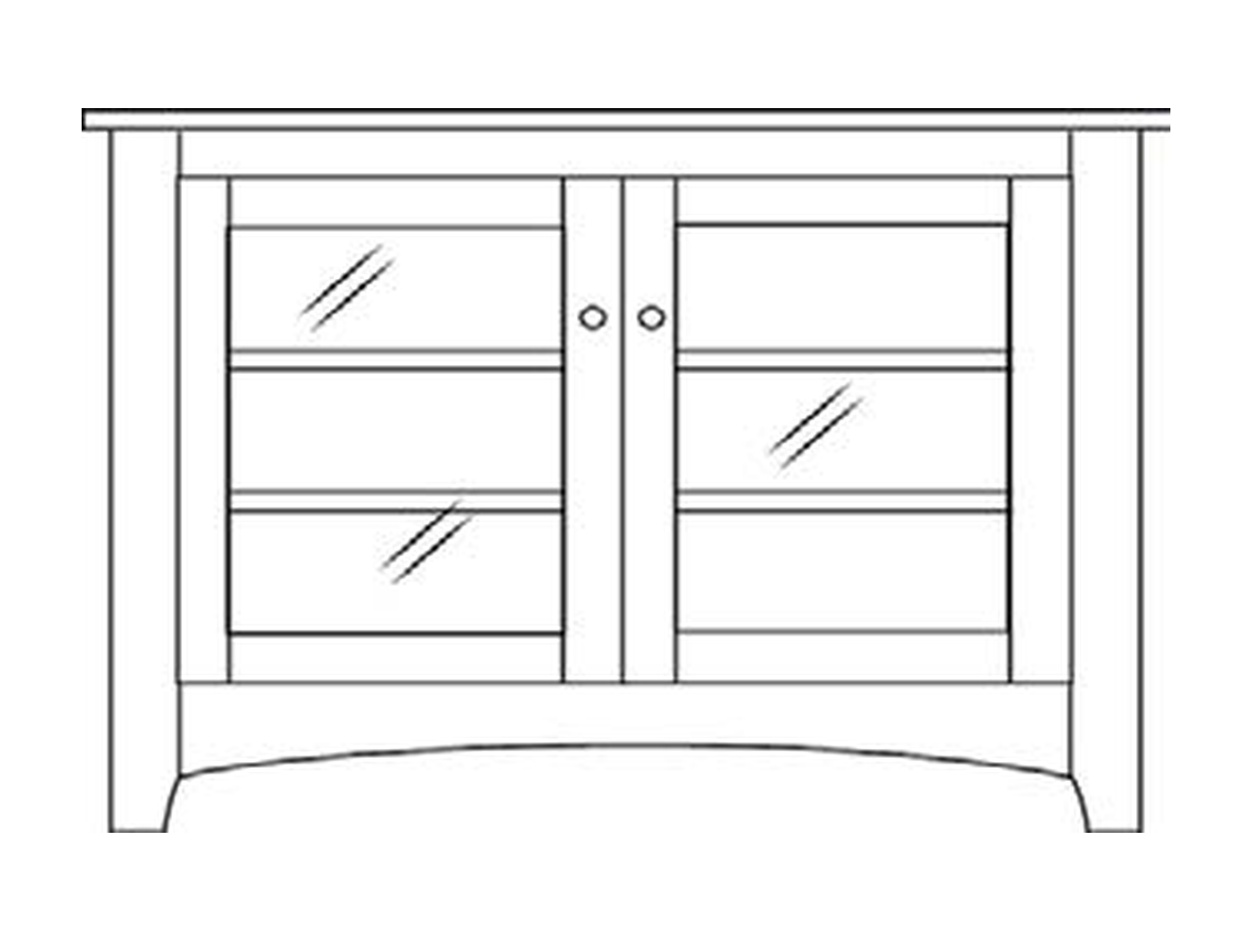 Amish 46" 2-Door TV Stand - Shaker, Mission or Manchester - line drawing