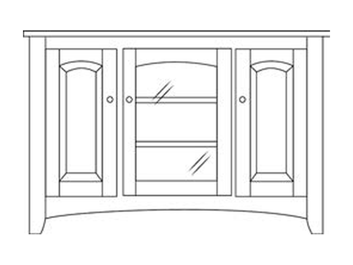 Amish 46" 3-Door TV Stand - Shaker, Mission or Manchester - line drawing