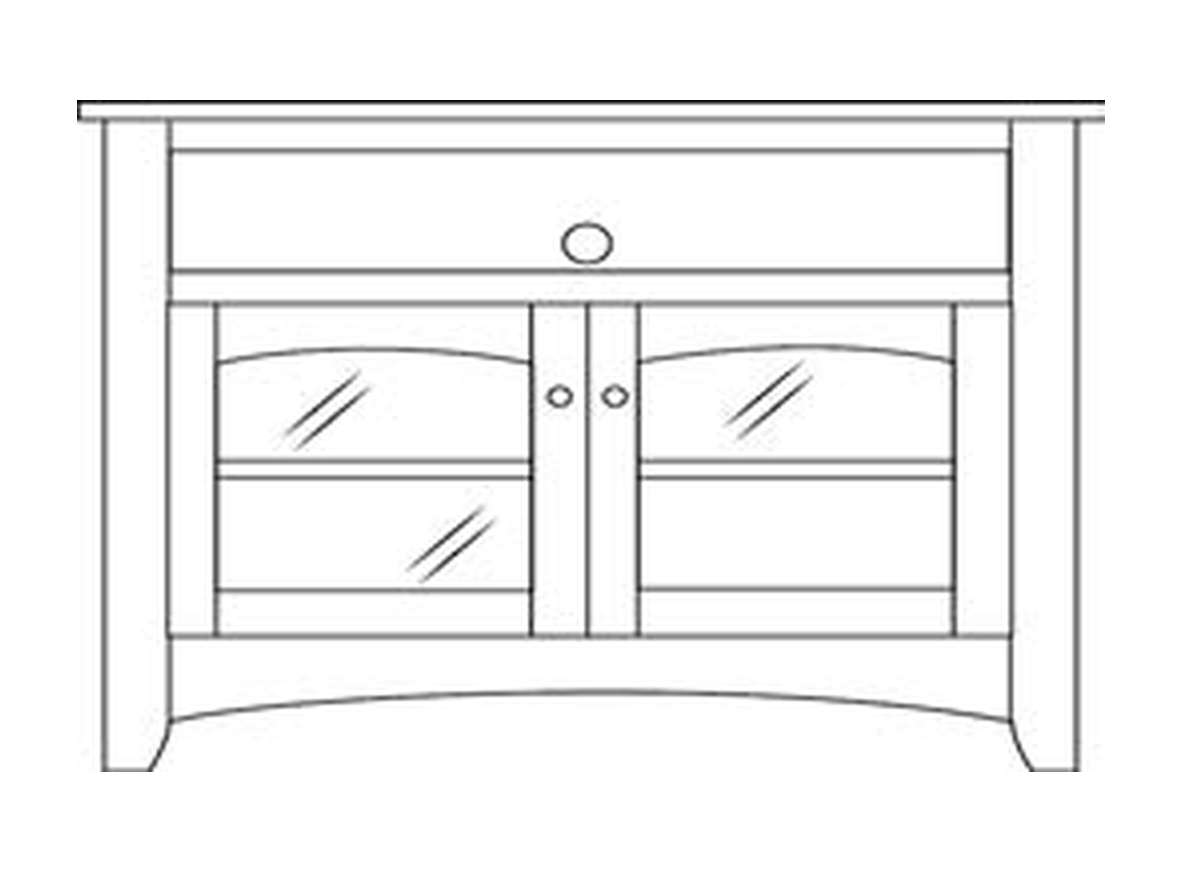 Amish 46" 2-Door TV Stand - Shaker, Mission or Manchester - line drawing