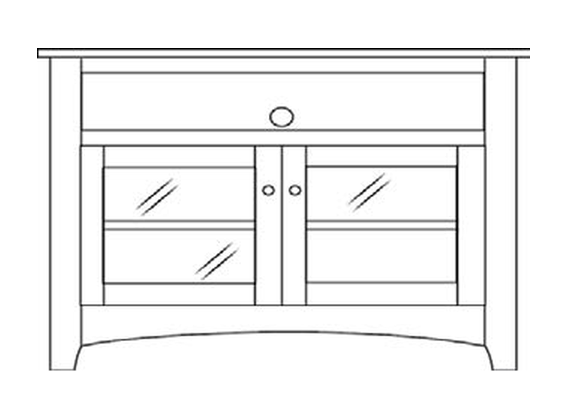 Amish 46" 2-Door TV Stand - Shaker, Mission or Manchester - line drawing