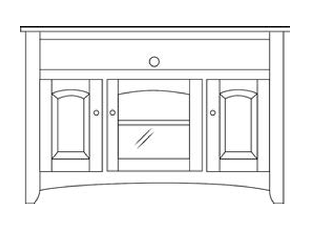 Amish 46" 3-Door TV Stand - Shaker, Mission or Manchester - line drawing