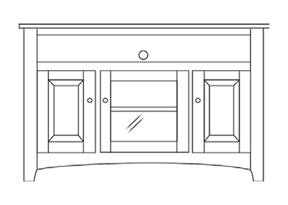 Amish 46" 3-Door TV Stand - Shaker, Mission or Manchester - line drawing