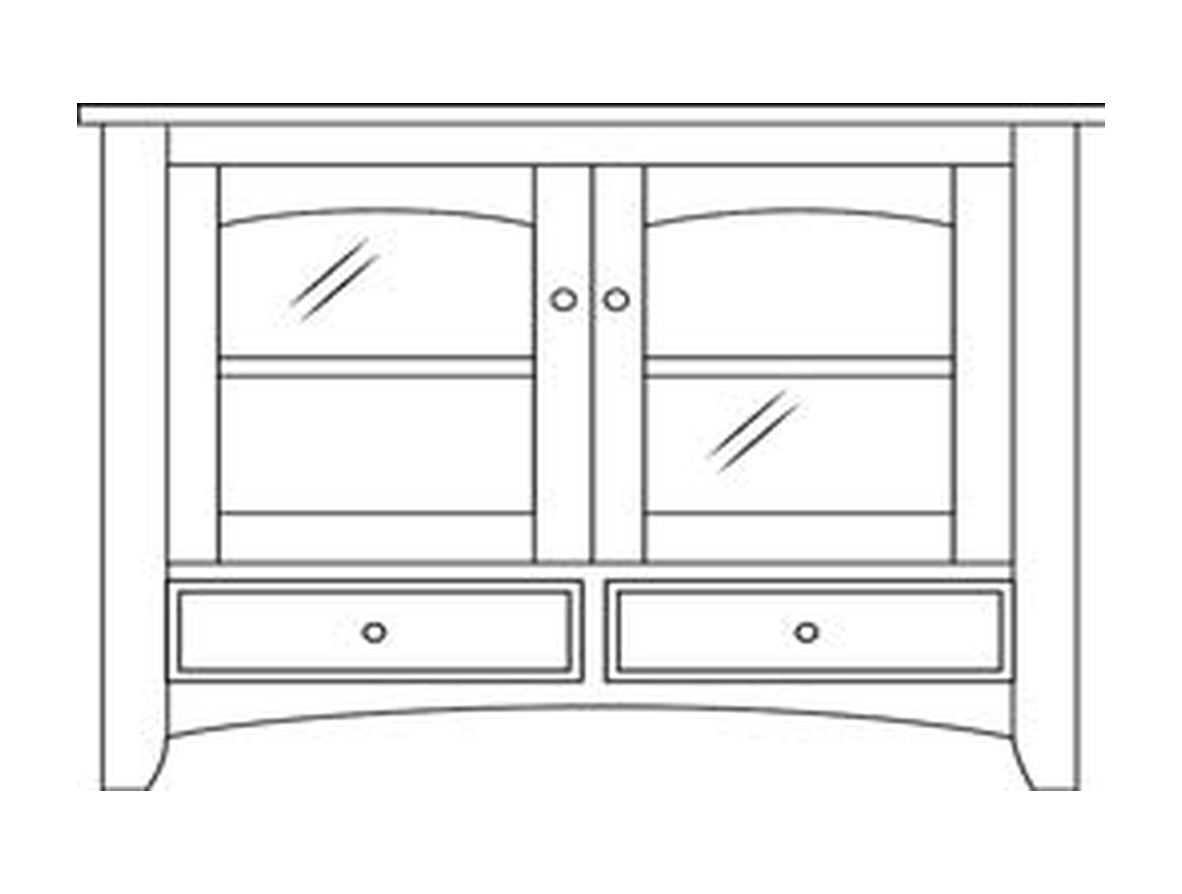 Amish 46" 2-Door TV Stand - Shaker, Mission or Manchester - line drawing