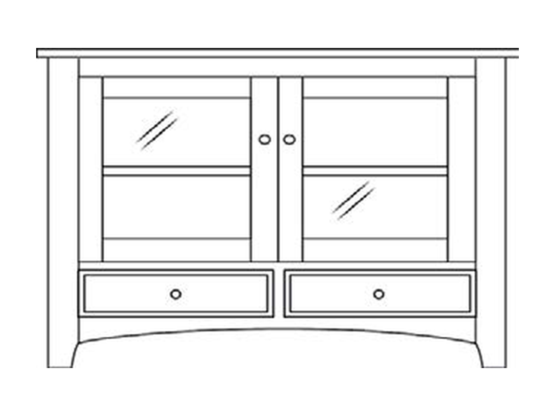 Amish 46" 2-Door TV Stand - Shaker, Mission or Manchester - line drawing