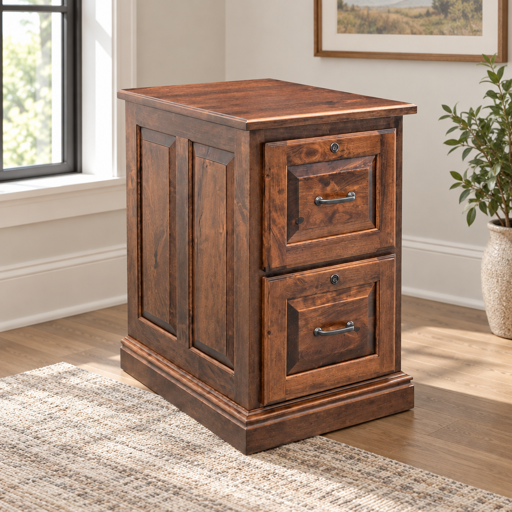Office Pro Amish 2-Drawer File Cabinet shown in the home office of a transitional home