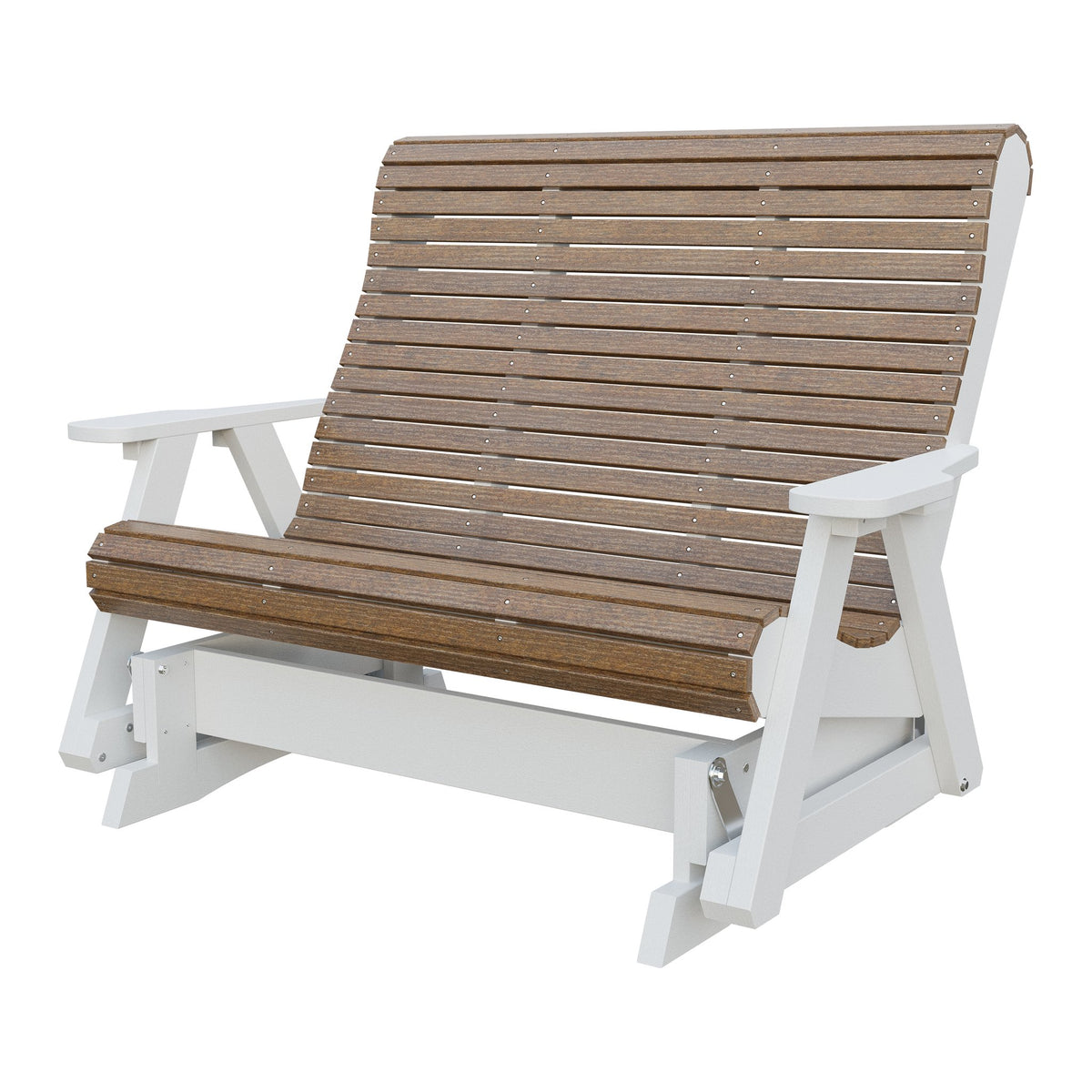 Amish 4' Rollback Poly Glider in Antique Mahogany & White
