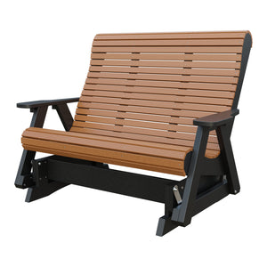 Amish 4' Rollback Poly Glider in Cedar & Black