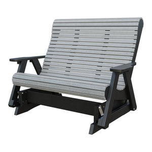 Amish 4' Rollback Poly Glider in Driftwood Gray & Black
