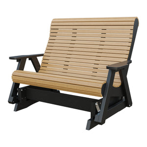 Amish 4' Rollback Poly Glider in Natural Teak & Black