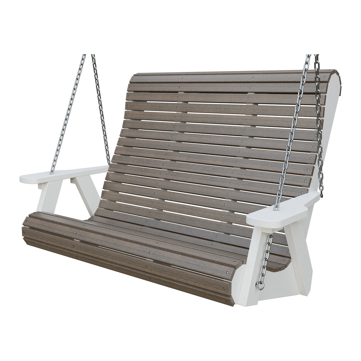 Amish 4' Rollback Poly Hanging Swing in Brazilian Walnut & White