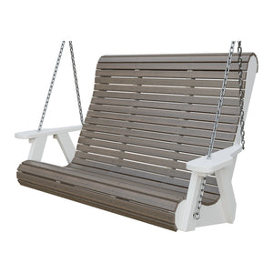 Amish 4' Rollback Poly Hanging Swing in Brazilian Walnut & White