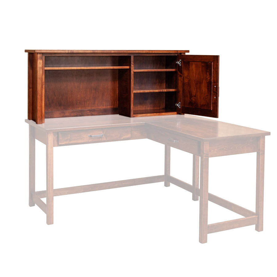Amish Lewisburg Shaker Solid Wood L Table Desk with Hutch - matching hutch top