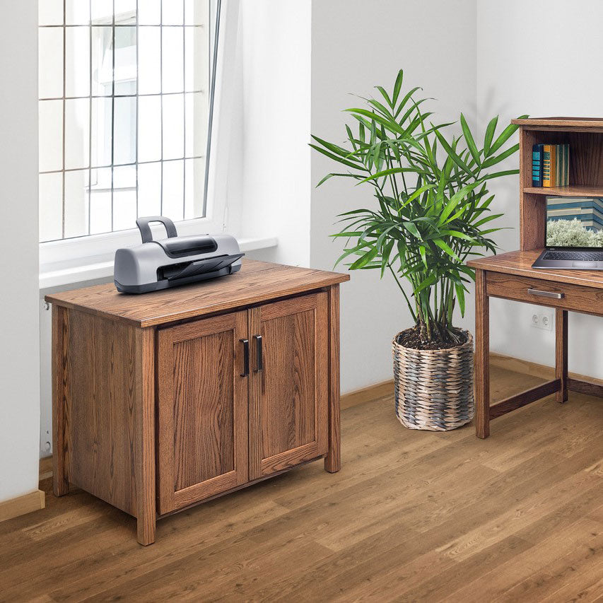 Amish Lewisburg Shaker Solid Wood Printer Cabinet with Bookcase Hutch