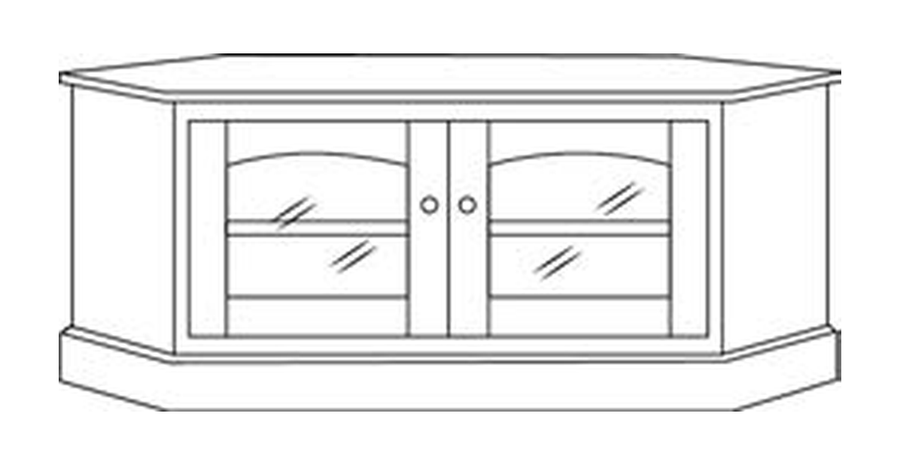 Amish 37" Corner TV Stand - Shaker, Mission or Manchester - line drawing